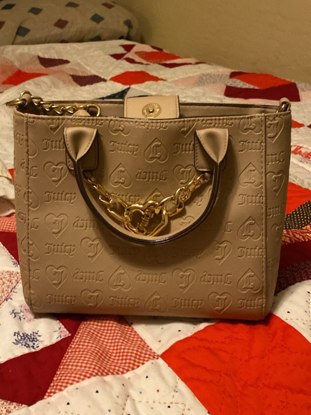 Juicy Couture blush/tan mini tote. Clean inside & out!